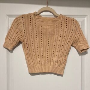 Lime Lush Natural Short Sleeve Cropped Sweater